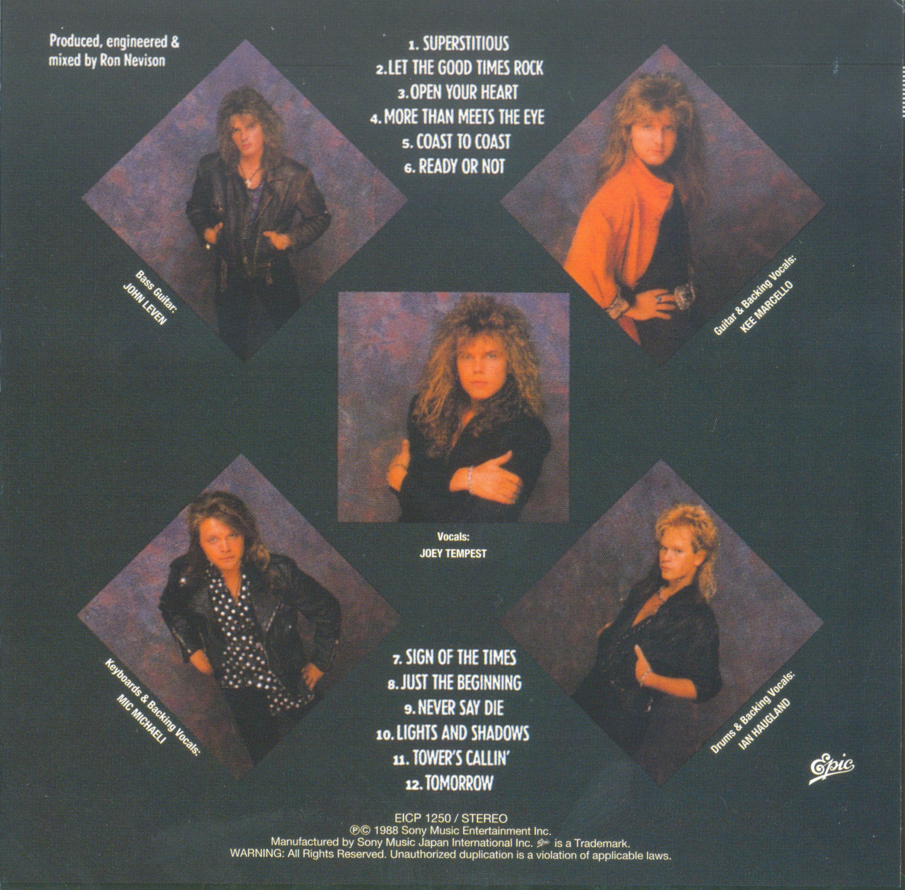 Europe  Out Of This World : Back JPN